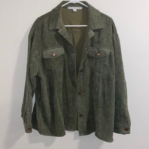 Green corduroy over shirt